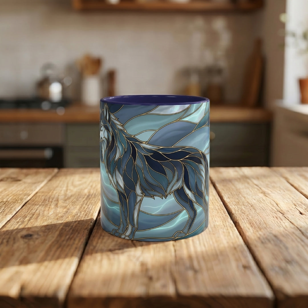 Storm Wolf Stained Glass Style Mug