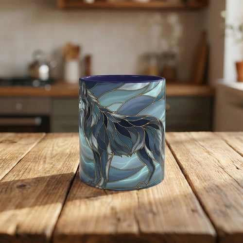 Storm Wolf Stained Glass Style Mug