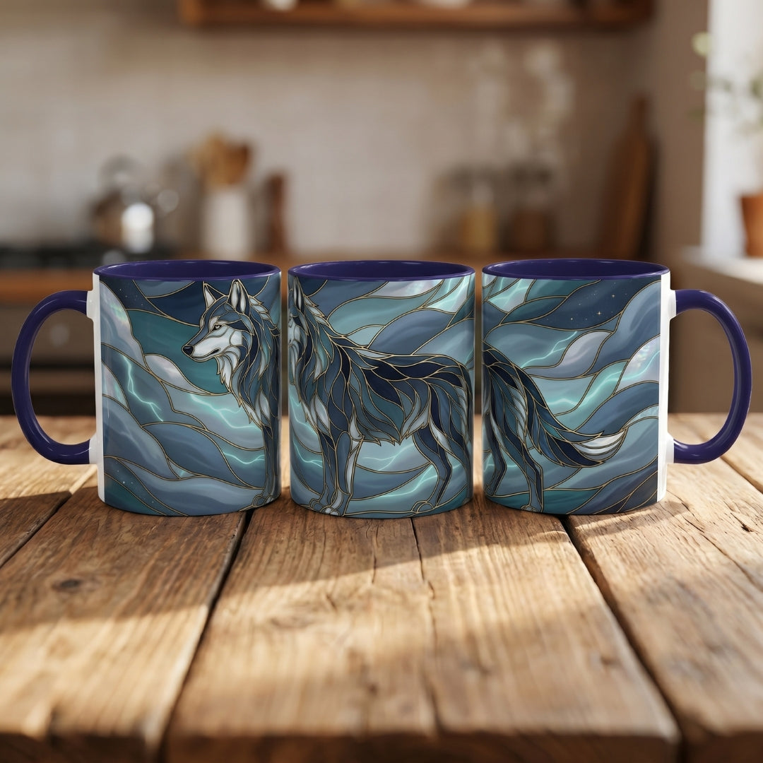 Storm Wolf Stained Glass Style Mug