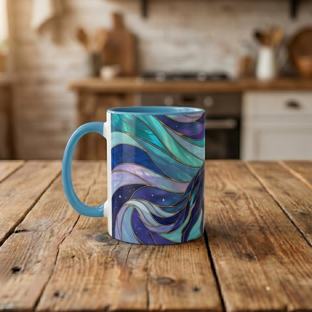 Celestial Wolf Stained Glass Style Mug