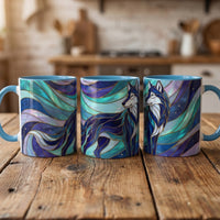 Celestial Wolf Stained Glass Style Mug