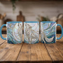 Pearl White Wolf Stained Glass Style Mug
