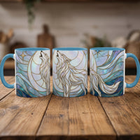 Pearl White Wolf Stained Glass Style Mug