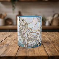 Pearl White Wolf Stained Glass Style Mug