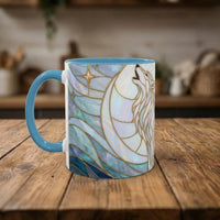 Pearl White Wolf Stained Glass Style Mug