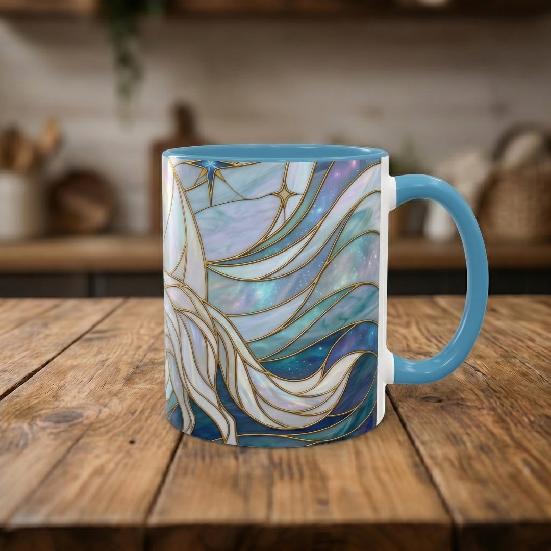 Pearl White Wolf Stained Glass Style Mug