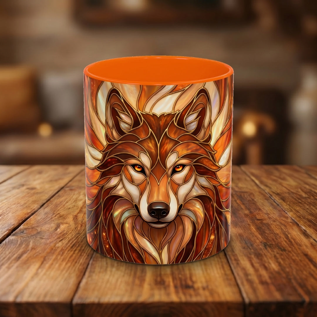 Ember Wolf Stained Glass Style Mug