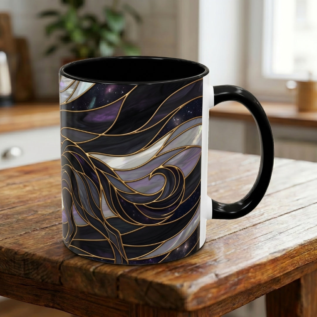 Obsidian Wolf Stained Glass Style Mug