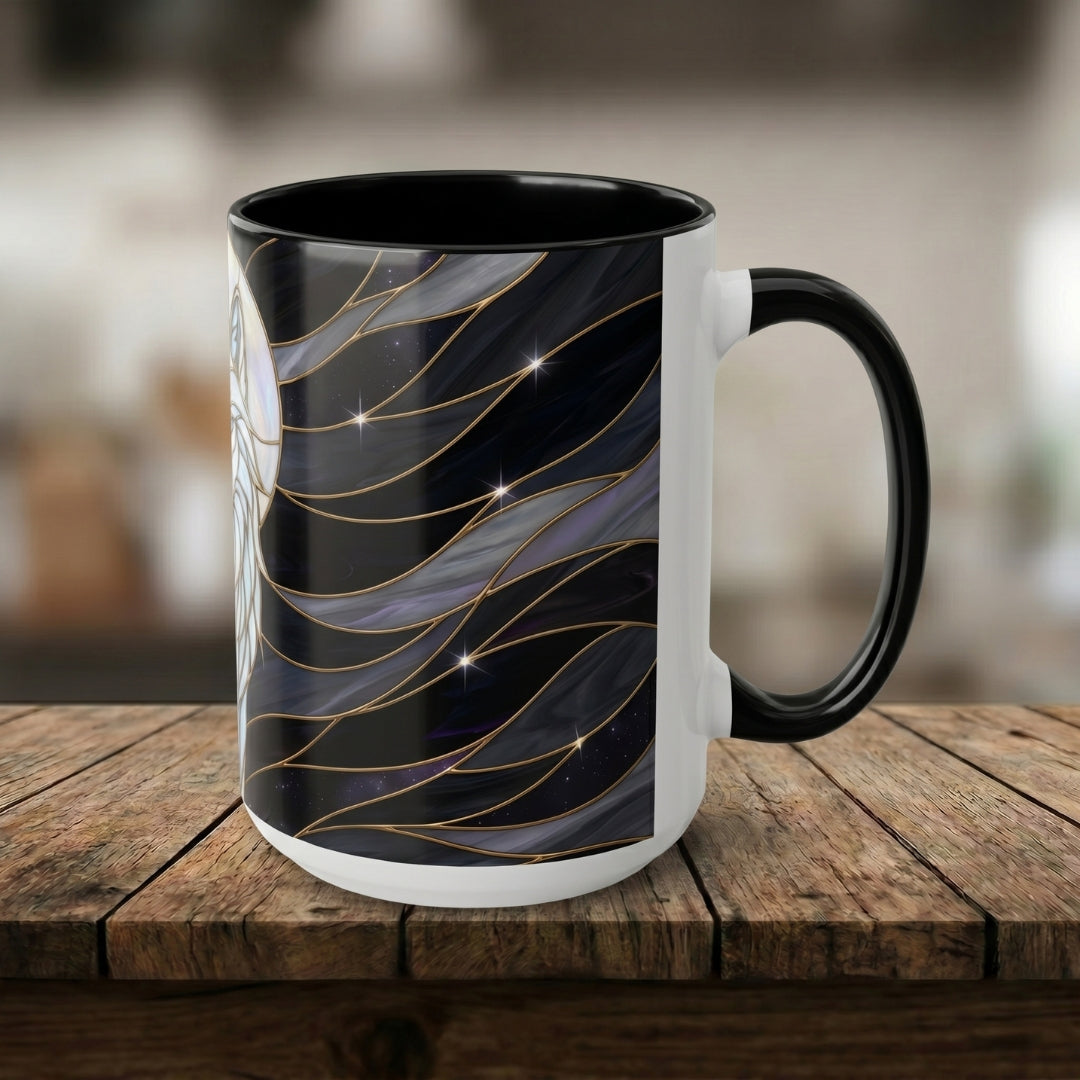 Night Wolf Stained Glass Style Mug