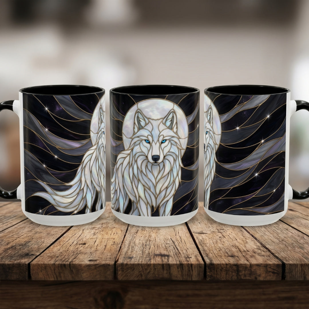 Night Wolf Stained Glass Style Mug