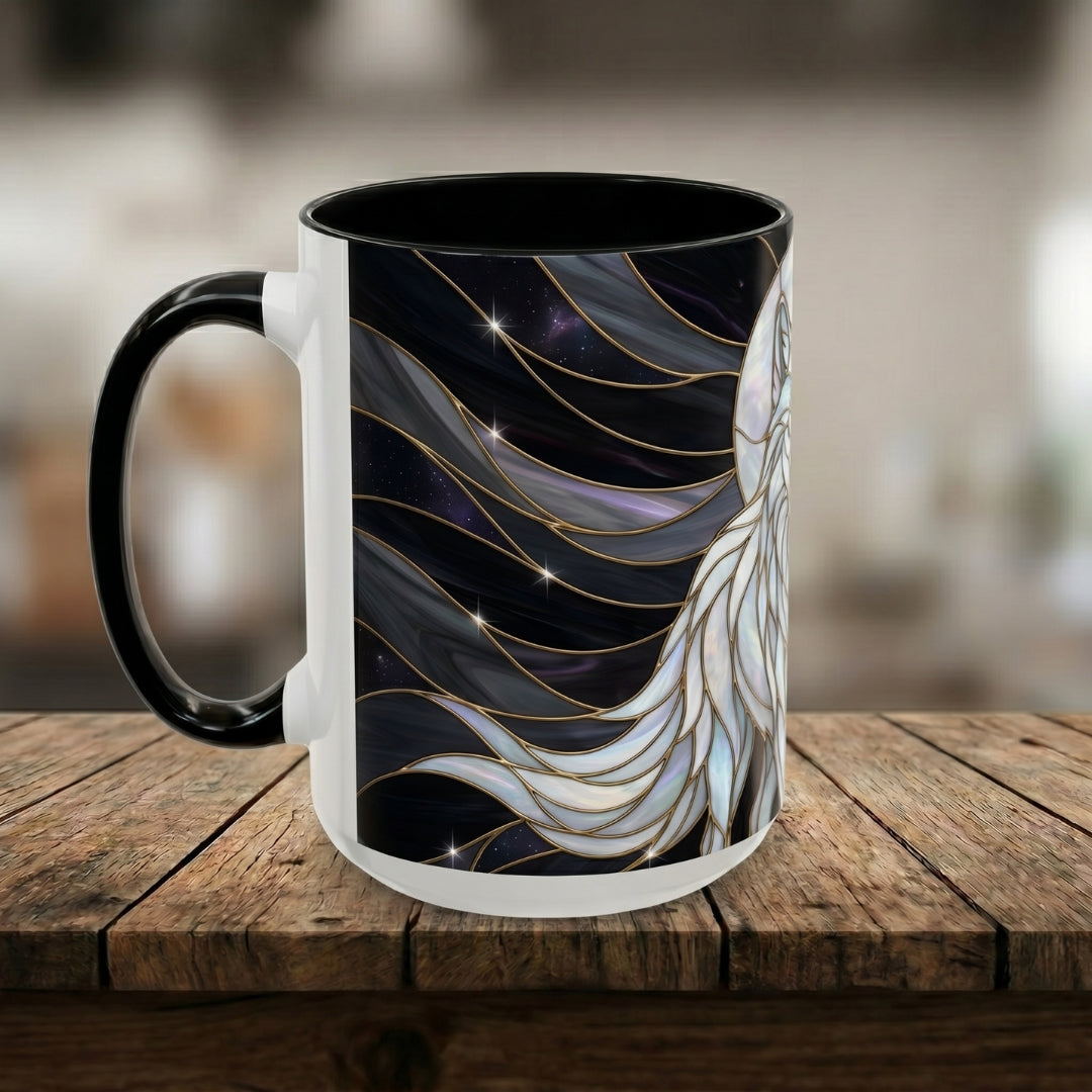 Night Wolf Stained Glass Style Mug