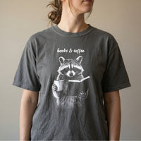 Books & Coffee Raccoon Comfort Colors® T-Shirt