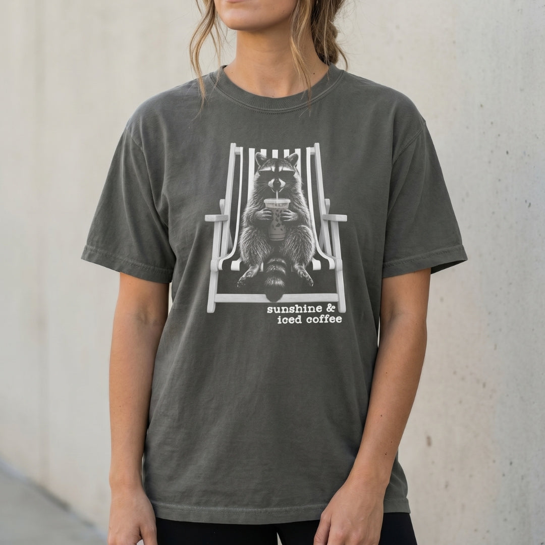 Sunshine & Iced Coffee Raccoon Comfort Colors® T-Shirt
