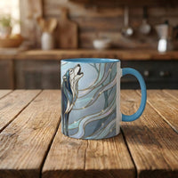 Mystical Blue Wolf Stained Glass Style Mug