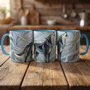 Mystical Blue Wolf Stained Glass Style Mug