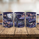 Night Sakura Wolf Stained Glass Style Wolf Coffee Mug
