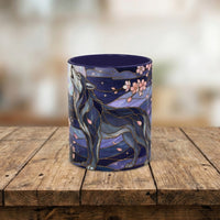 Night Sakura Wolf Stained Glass Style Wolf Coffee Mug