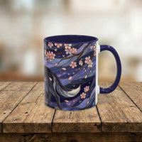 Night Sakura Wolf Stained Glass Style Wolf Coffee Mug