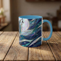 Celestial Blue Wolf Stained Glass Style Mug