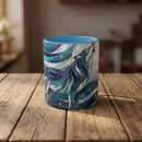 Celestial Blue Wolf Stained Glass Style Mug