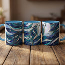 Celestial Blue Wolf Stained Glass Style Mug