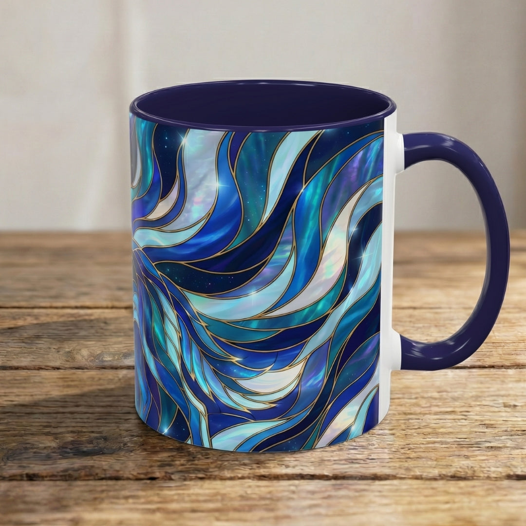 Cobalt Wolf Stained Glass Style Mug