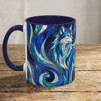 Cobalt Wolf Stained Glass Style Mug