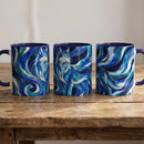 Cobalt Wolf Stained Glass Style Mug