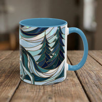 Pine Forest Wolf Stained Glass Style Mug