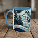 Pine Forest Wolf Stained Glass Style Mug