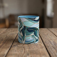 Pine Forest Wolf Stained Glass Style Mug