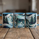 Pine Forest Wolf Stained Glass Style Mug