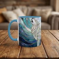 Moonlit Wolf Stained Glass Style Mug