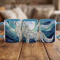 Moonlit Wolf Stained Glass Style Mug