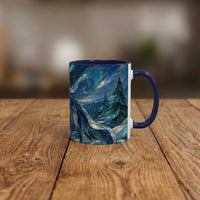 Blue Wolf Stained Glass Style Mug