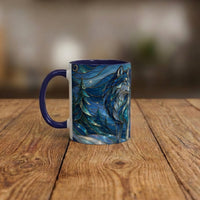 Blue Wolf Stained Glass Style Mug