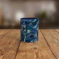 Blue Wolf Stained Glass Style Mug