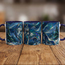 Blue Wolf Stained Glass Style Mug