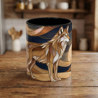 Nightscape Wolf Moon Stained Glass Style Mug