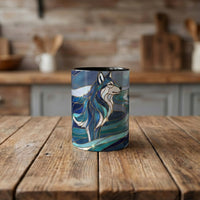 River Moon Wolf Stained Glass Style Mug