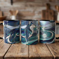 River Moon Wolf Stained Glass Style Mug