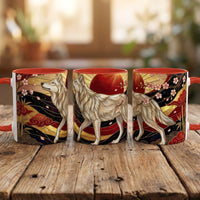 Sakura Wolf Stained Glass Style Mug