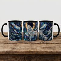 Moonlit Howl Wolf Stained Glass Style Mug