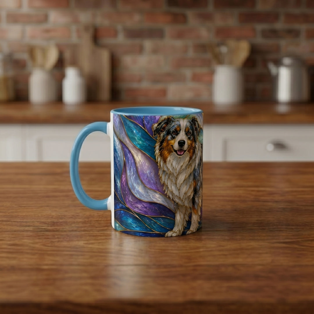 Celestial Australian Shepherd Stained Glass Style Mug
