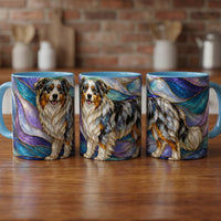Celestial Australian Shepherd Stained Glass Style Mug