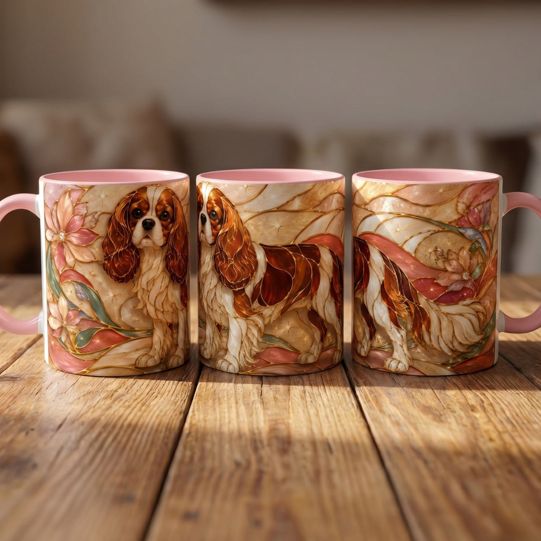 Blossom Cavalier King Charles Spaniel Stained Glass Style Mug