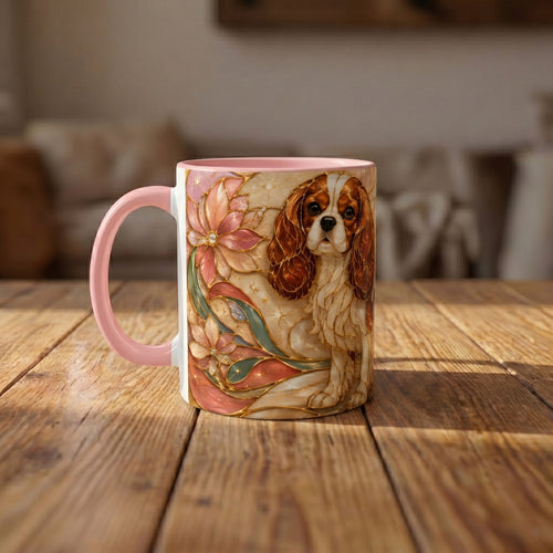 Blossom Cavalier King Charles Spaniel Stained Glass Style Mug