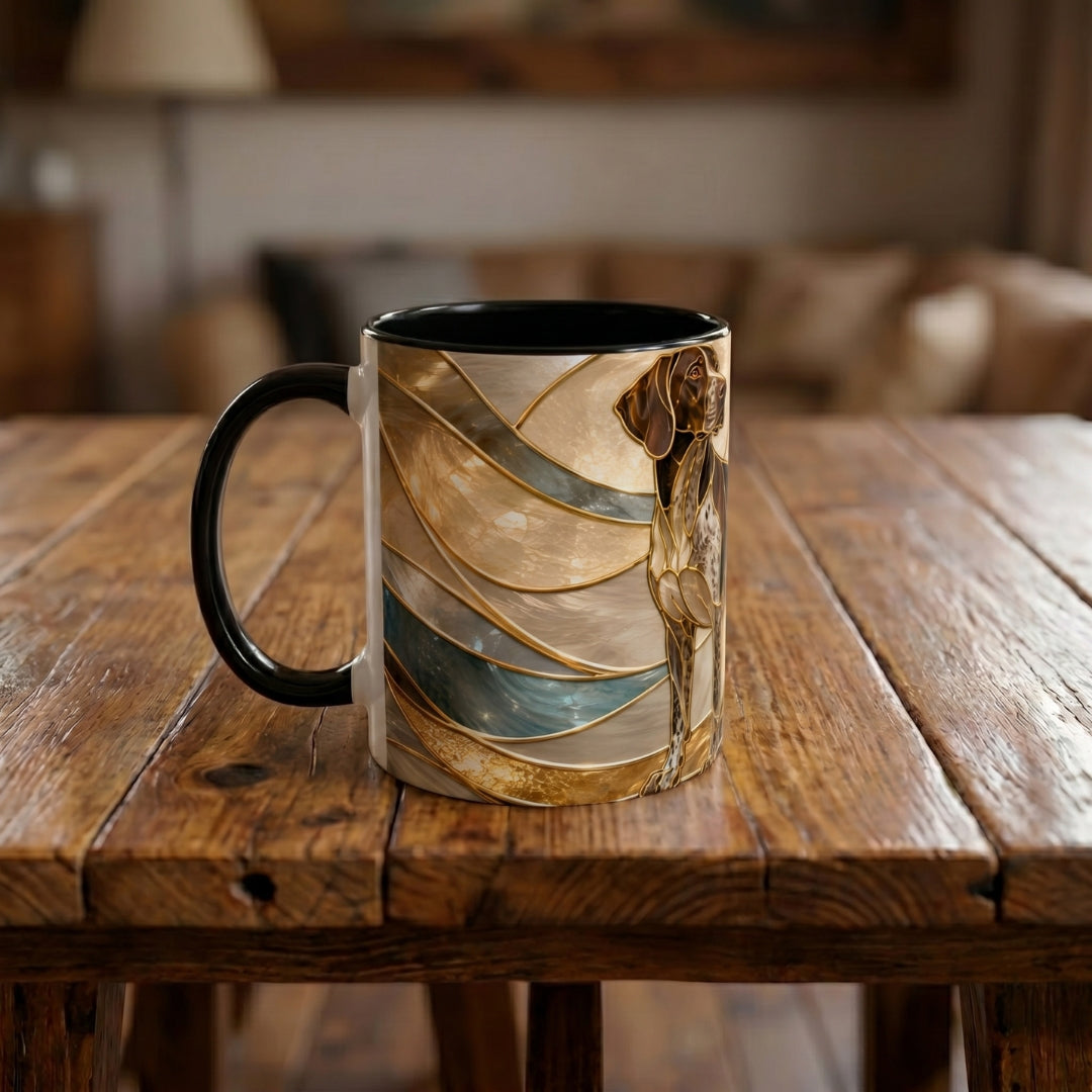 Warm Glow German Shorthaired Pointer Stained Glass Style Mug