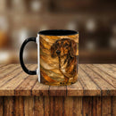 Golden Dachshund Stained Glass Style Mug