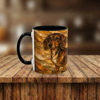 Golden Dachshund Stained Glass Style Mug